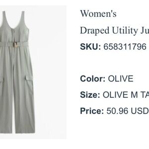 Olive Draped Utility Jumpsuit